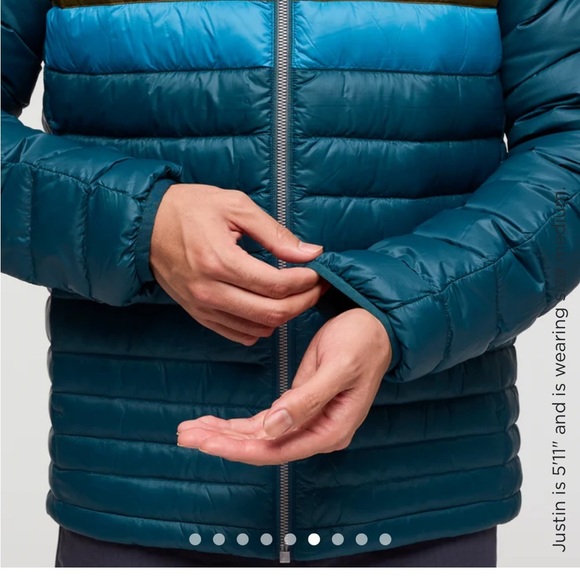 Cotopaxi Men’s XL Fuego Hooded Down Puffer Jacket Blue Abyss Stripes NWT - Picture 14 of 15